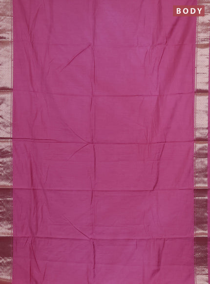 Semi chanderi saree mauve pink and beige with plain body and zari woven border