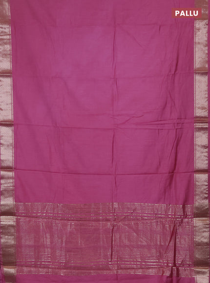 Semi chanderi saree mauve pink and beige with plain body and zari woven border