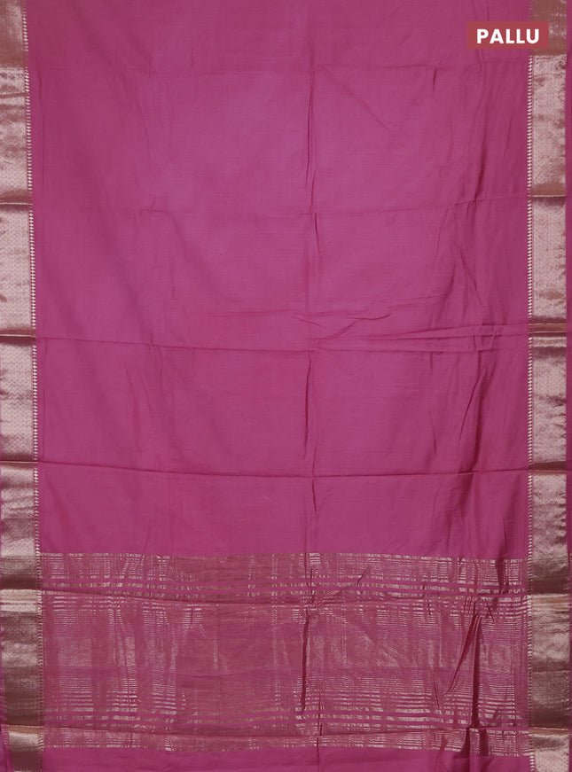Semi chanderi saree mauve pink and beige with plain body and zari woven border