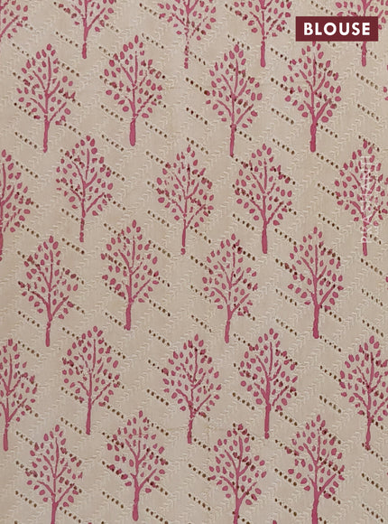 Semi chanderi saree mauve pink and beige with plain body and zari woven border