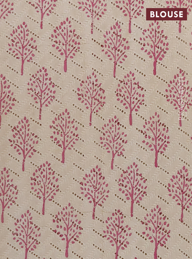 Semi chanderi saree mauve pink and beige with plain body and zari woven border