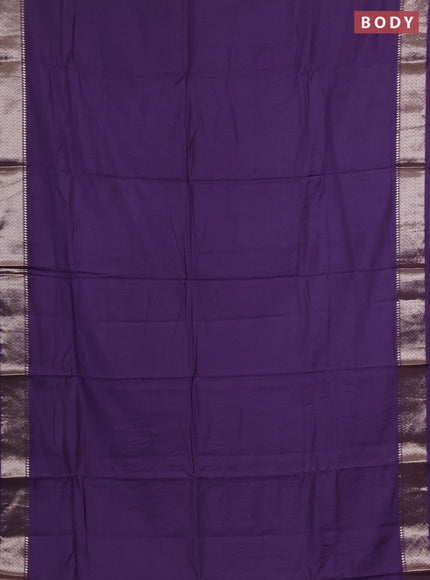 Semi chanderi saree lavender and beige with plain body and zari woven border