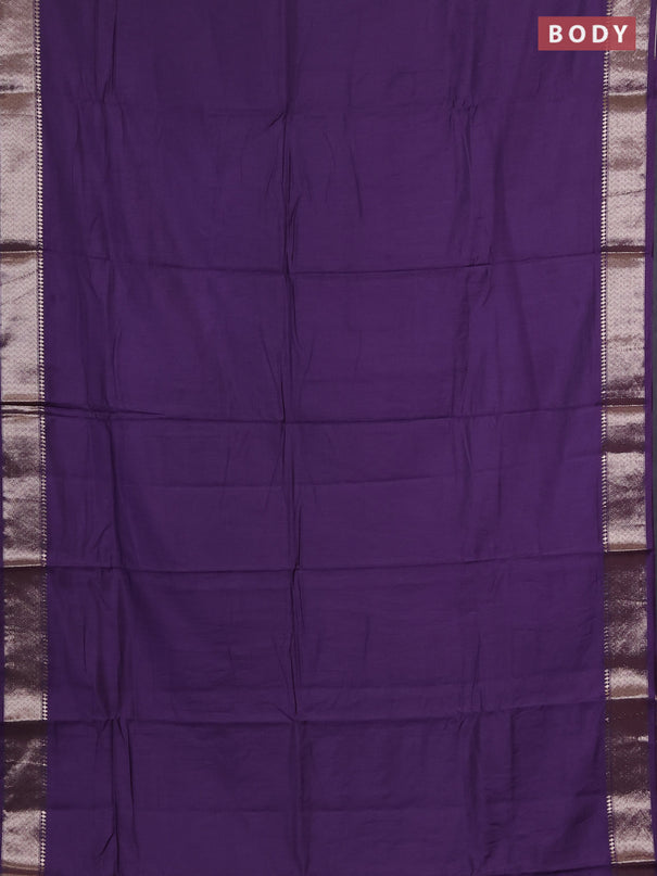 Semi chanderi saree lavender and beige with plain body and zari woven border