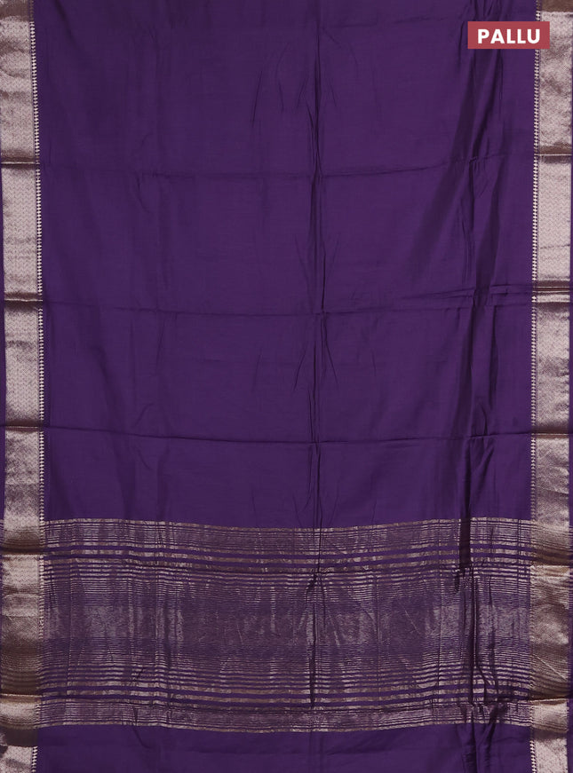 Semi chanderi saree lavender and beige with plain body and zari woven border