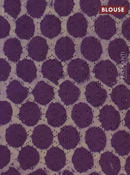 Semi chanderi saree violet and beige with plain body and zari woven border