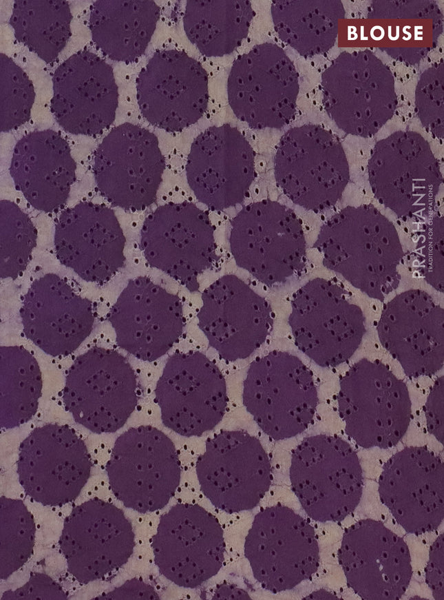 Semi chanderi saree violet and beige with plain body and zari woven border