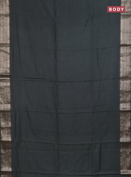 Semi chanderi saree elephant grey and beige with plain body and zari woven border