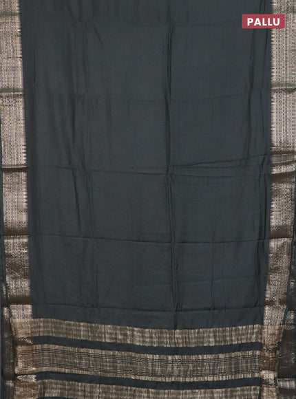 Semi chanderi saree elephant grey and beige with plain body and zari woven border