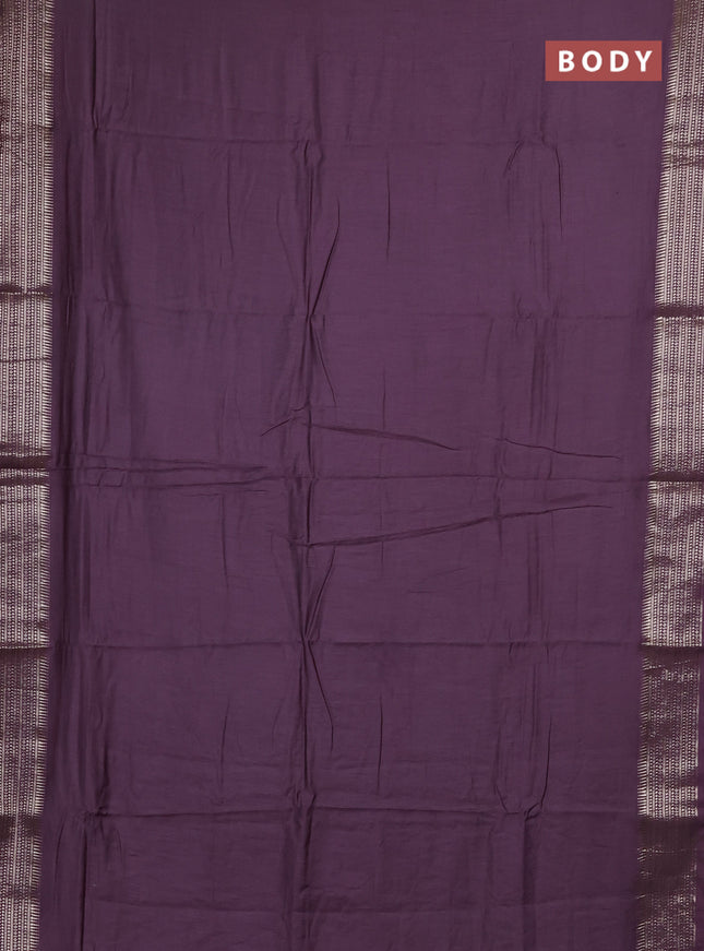 Semi chanderi saree pastel purple and beige with plain body and zari woven border