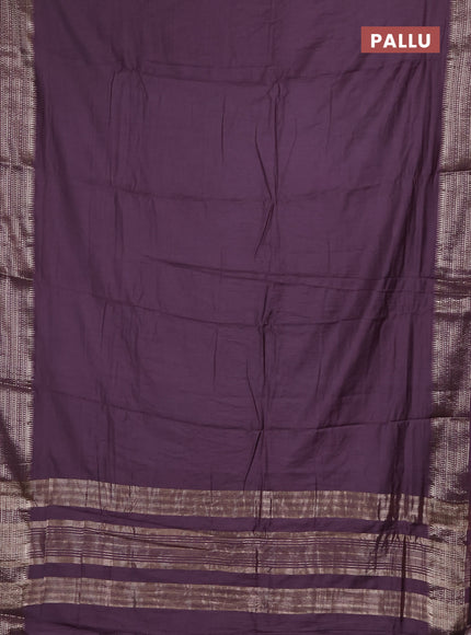 Semi chanderi saree pastel purple and beige with plain body and zari woven border