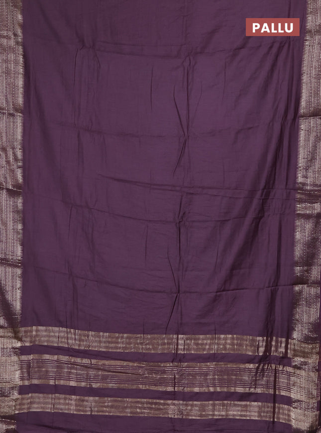 Semi chanderi saree pastel purple and beige with plain body and zari woven border