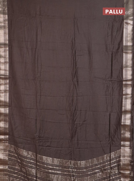 Semi chanderi saree brown and beige with plain body and zari woven border