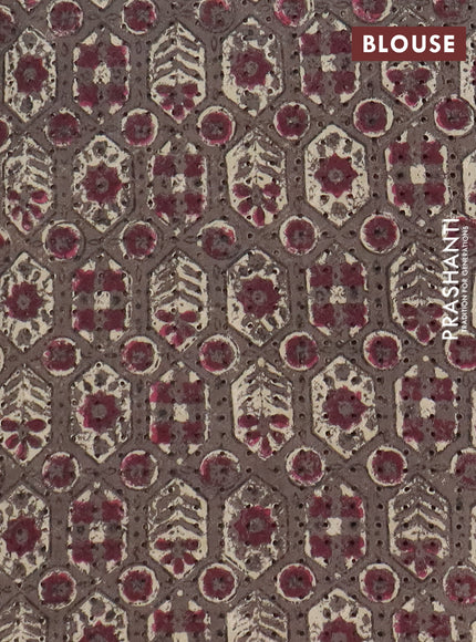 Semi chanderi saree brown and beige with plain body and zari woven border