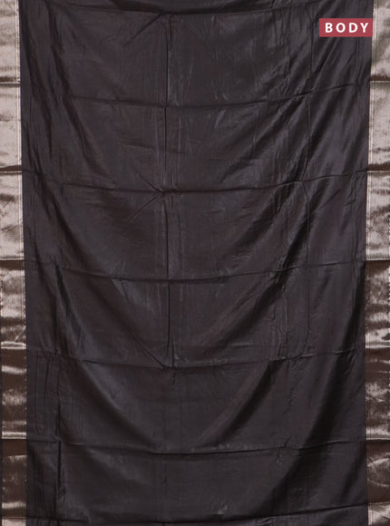 Semi chanderi saree brown and beige with plain body and zari woven border