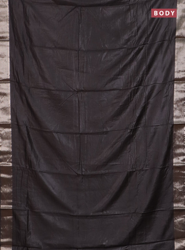 Semi chanderi saree brown and beige with plain body and zari woven border