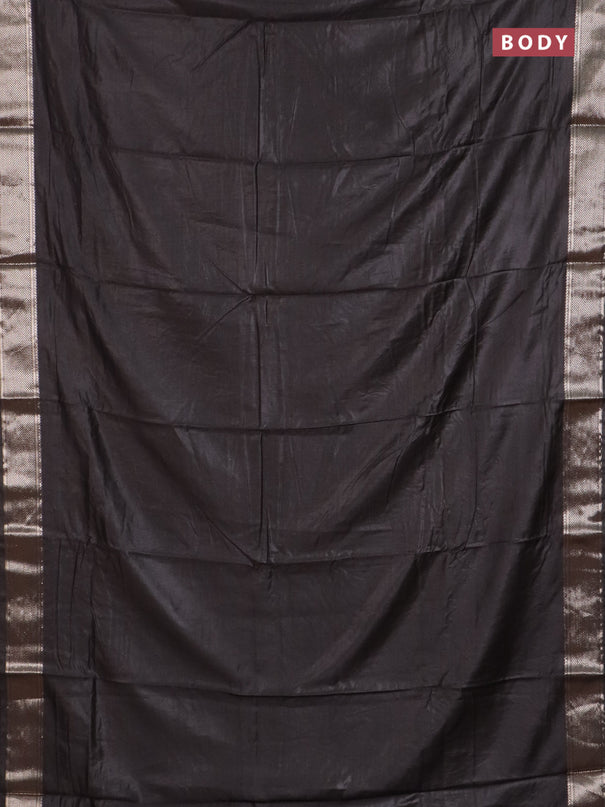 Semi chanderi saree brown and beige with plain body and zari woven border