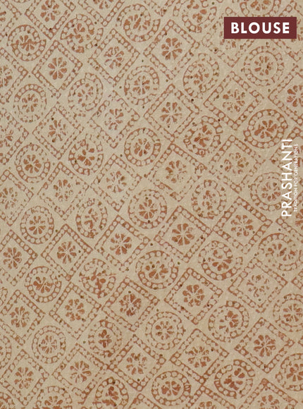 Semi chanderi saree dark sandal and beige with plain body and zari woven border