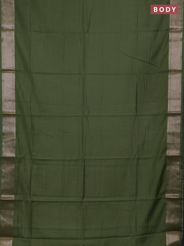 Semi chanderi saree light green and beige with plain body and zari woven border