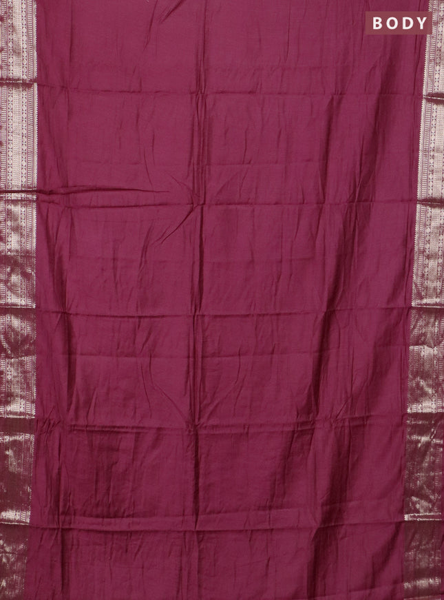 Semi chanderi saree mauve pink and beige with plain body and zari woven border