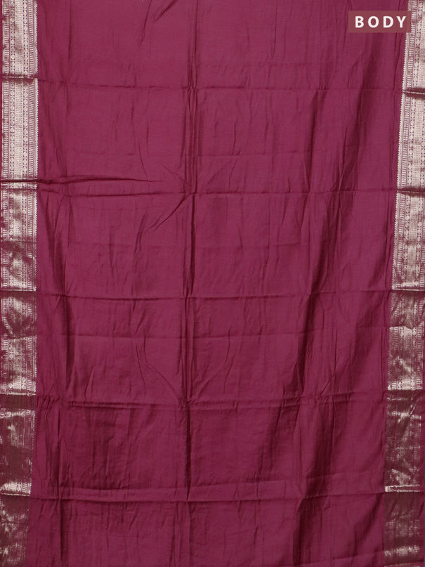 Semi chanderi saree mauve pink and beige with plain body and zari woven border