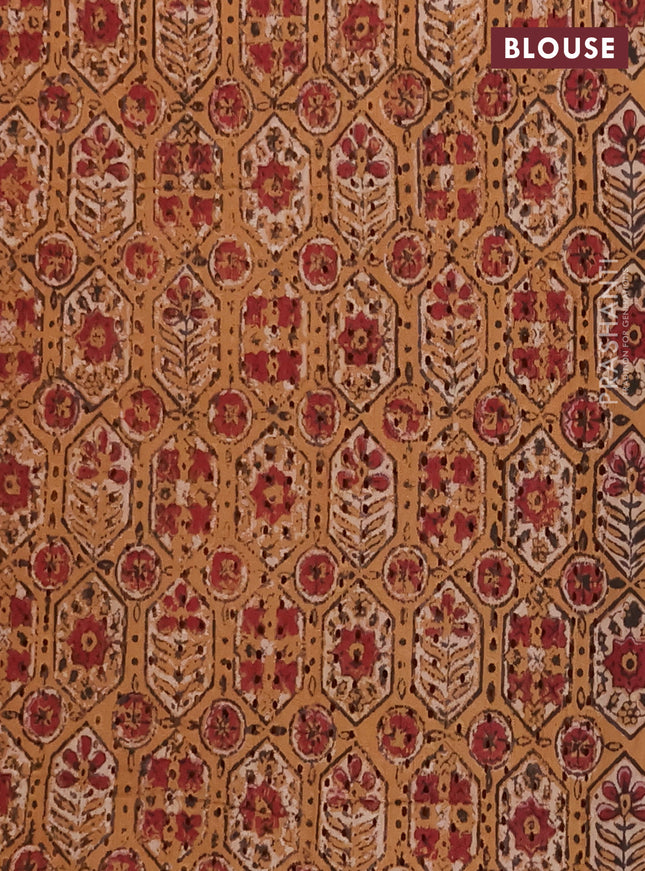 Semi chanderi saree rust shade and beige with plain body and zari woven border