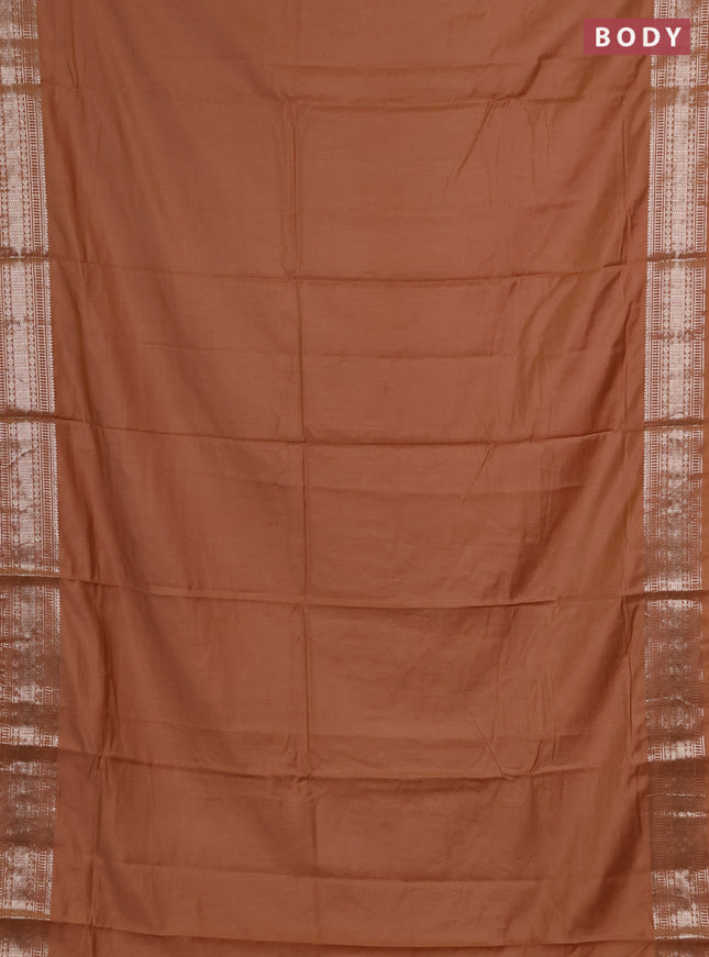 Semi chanderi saree rust shade and beige with plain body and zari woven border
