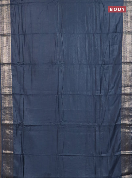 Semi chanderi saree grey and beige with plain body and zari woven border