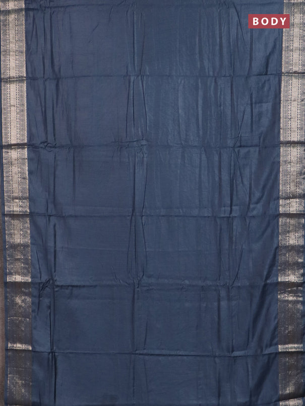 Semi chanderi saree grey and beige with plain body and zari woven border