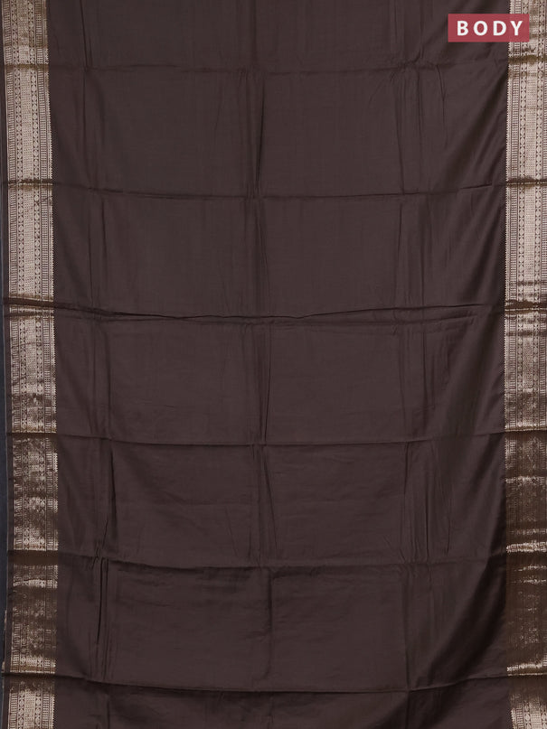 Semi chanderi saree brown and beige with plain body and zari woven border