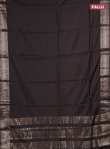 Semi chanderi saree brown and beige with plain body and zari woven border