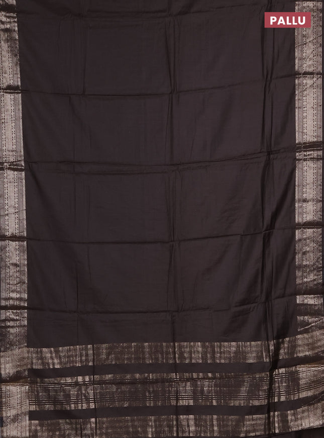 Semi chanderi saree brown and beige with plain body and zari woven border