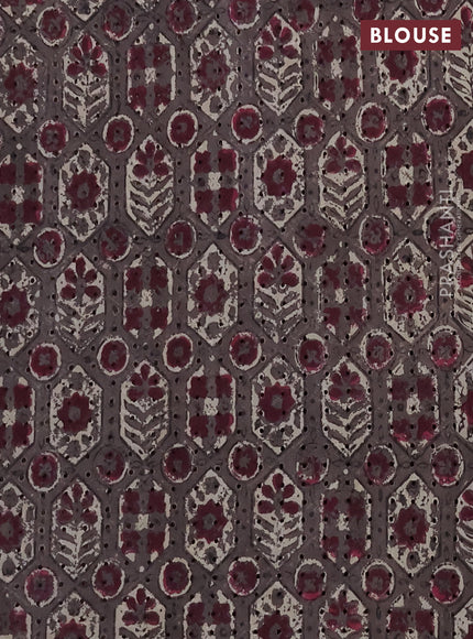 Semi chanderi saree brown and beige with plain body and zari woven border