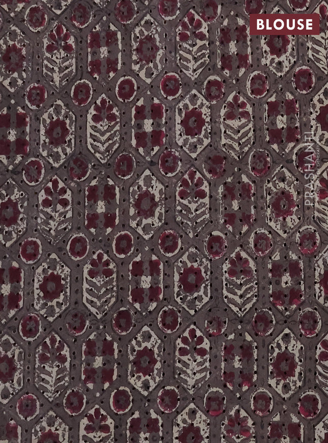 Semi chanderi saree brown and beige with plain body and zari woven border