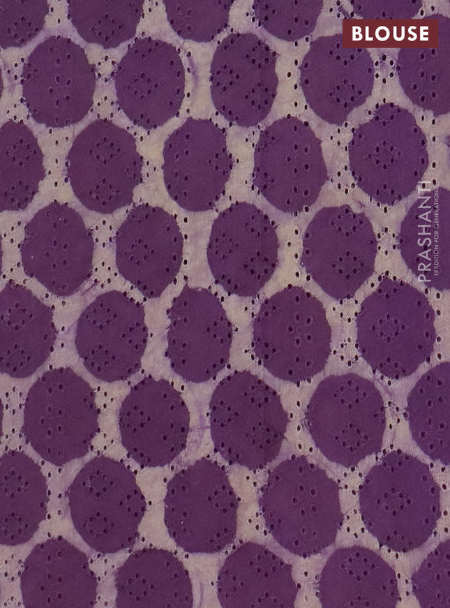 Semi chanderi saree violet and beige with plain body and zari woven border
