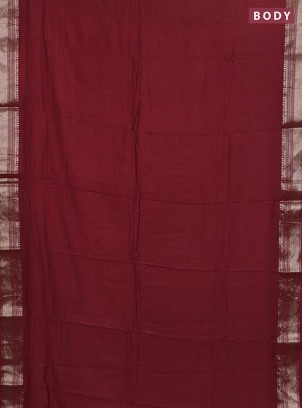 Semi chanderi saree rust shade and beige with plain body and zari woven border