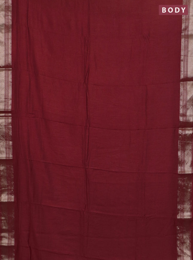 Semi chanderi saree rust shade and beige with plain body and zari woven border