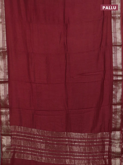 Semi chanderi saree rust shade and beige with plain body and zari woven border