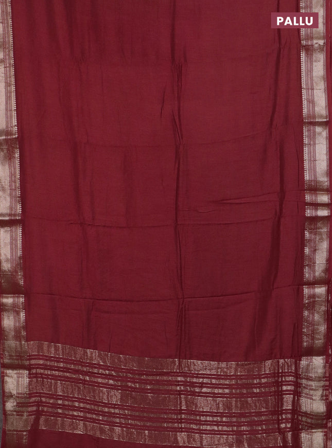 Semi chanderi saree rust shade and beige with plain body and zari woven border