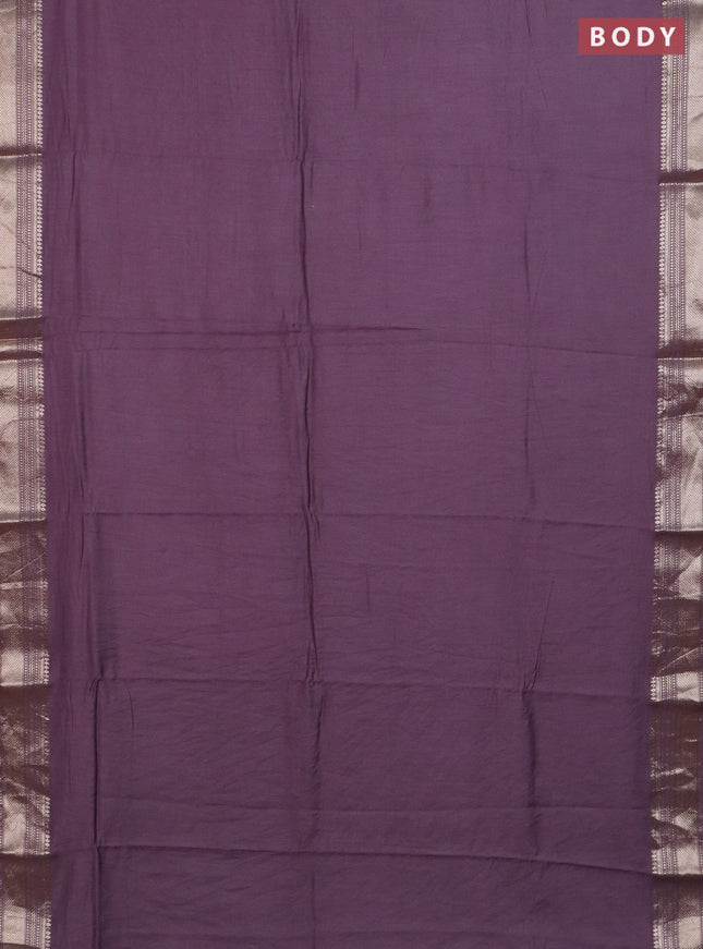 Semi chanderi saree wine shade and beige with plain body and zari woven border