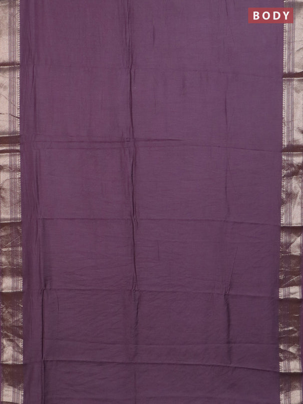 Semi chanderi saree wine shade and beige with plain body and zari woven border