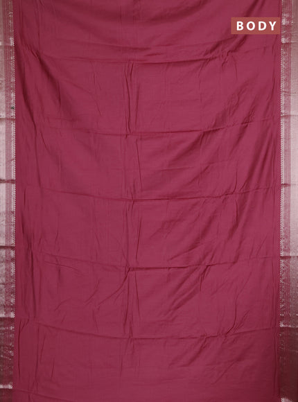 Semi chanderi saree mauve pink and pink with plain body and zari woven border