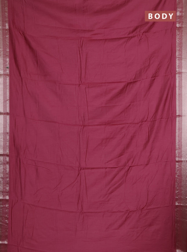 Semi chanderi saree mauve pink and pink with plain body and zari woven border