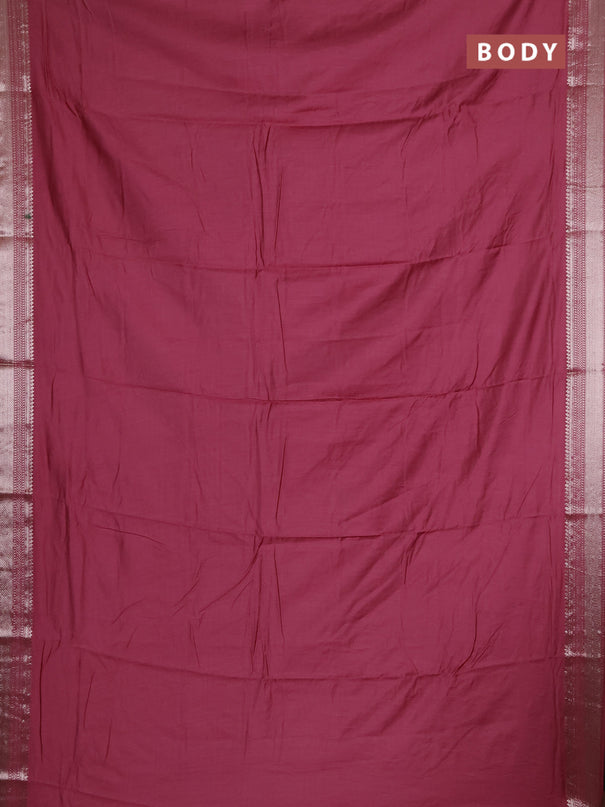 Semi chanderi saree mauve pink and pink with plain body and zari woven border