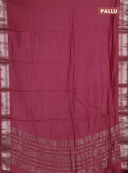 Semi chanderi saree mauve pink and pink with plain body and zari woven border