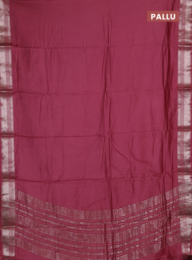 Semi chanderi saree mauve pink and pink with plain body and zari woven border