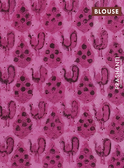 Semi chanderi saree mauve pink and pink with plain body and zari woven border