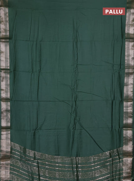 Semi chanderi saree green and green with plain body and zari woven border