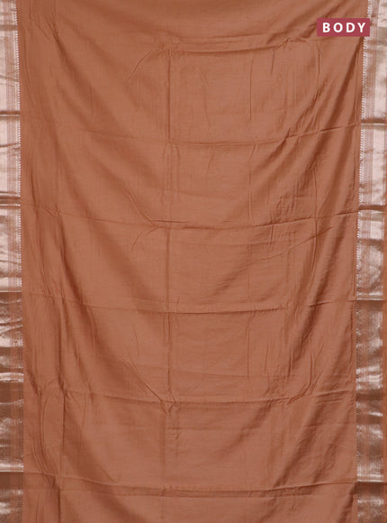 Semi chanderi saree sandal and sandal with plain body and zari woven border