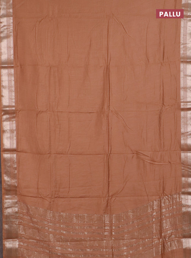 Semi chanderi saree sandal and sandal with plain body and zari woven border