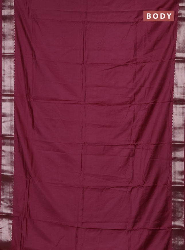 Semi chanderi saree mauve pink and pink with plain body and zari woven border